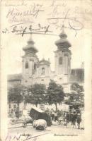 1915 Győr, Bencés templom, piaci árusok (kis szakadás / small tear)