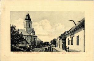 1917 Szinérváralja, Seini; Rákóczi utca, Görög katolikus templom, Állami Kisdedóvoda. W.L. Bp. 6020. / street view with church, kindergarten (EK)