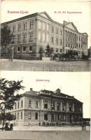 1913 Szamosújvár, Gherla; M. kir. állami gimnázium, Járásbíróság. Kiadja Karátsonyi Gyula 658. / high school, district court (EK)