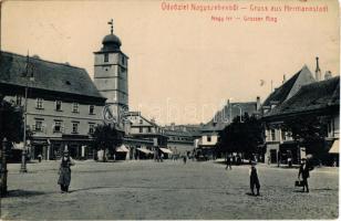 Nagyszeben, Hermannstadt, Sibiu; Nagy tér, Breinstörfer üzlete. W.L. 70. Kiadja Budovszky L. / square, shop