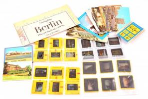Vegyes NDK-s bolha tétel: 24 db diafilm-kocka, képeslapok, térkép Berlinről