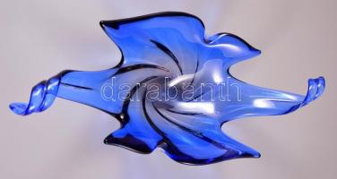 Muránói dekoratív fújt kínáló, jelzés nélkül, karcolásokkal, m:15 cm, h:45 cm