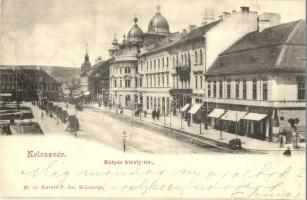 1900 Kolozsvár, Cluj; Mátyás király tér, Szele Marton üzlete. Kováts P. Fiai 98. sz. / square, shops (EK)