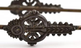 cca 1900 réz és ón fejes cukorfogó, jelzés nélkül, h: 18 cm