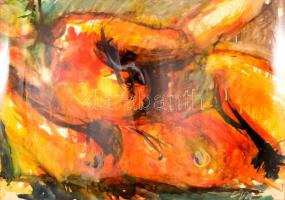 Olvashatatlan jelzéssel: Fekvő akt. Akvarell, papír, jelzett, üvegezett keretben, 45×63 cm