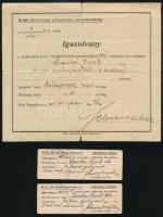 1917-1932 Katona kitüntetés igazolásai: I. és II. oszt vitézségi érem, Sebesültek érme, valamint Fro...