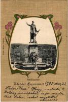1903 Segesvár, Schässburg, Sighisoara; Petőfi szobor. Vándory kiadása / statue. Art Nouveau