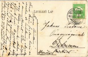 1912 Kóvár, Koláre; fasor, község részlet a gémeskúttal. Haniberger József kiadása / road, shadoof (...