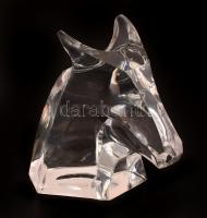 St. Luis francia lófej levélnehezék, kristály, formába fújt, jelzett, m:10,5 cm