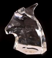 St. Luis francia lófej levélnehezék, kristály, formába fújt, jelzett, m:10,5 cm