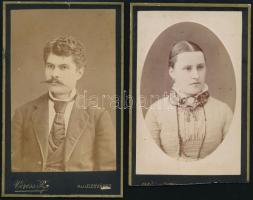 cca 1881-1882 2 db keményhátú műtermi fotó Veress Ferenc (1832-1916) kolozsvári műterméből, egyik alja levágva, 10,5×6,5 cm