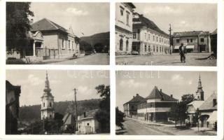 Pelsőc, Plesivec; utcakép, Református templom, Lebovits, Fischer üzlete, vendéglő, étterem. Kiadja Bing József / street view, Calvinist church, shops, restaurant