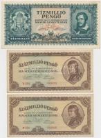 1945. 10.000.000P (4x) egy sorszámkövető pár alacsony sorszámmal, valamint egy kétugrásos sorszámköv...
