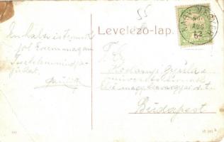 1909 Nagymegyer, Velky Meder; utcakép, Református templom. W. L. (?) 101. / street view with Calvini...