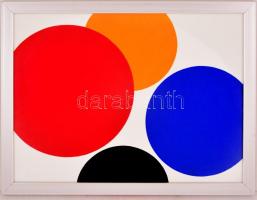 Dévényi János (1956- ): Színes körök 2019, akril, papír, jelzett, fa keretben, 30×40 cm