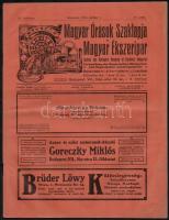 1913 Magyar Órások Szaklapja és Magyar ékszeripar. XV. évf. 19. sz., 1913. október 1. Szerk.: Nagy László. Papírkötés, foltos, IV+409-432 p.