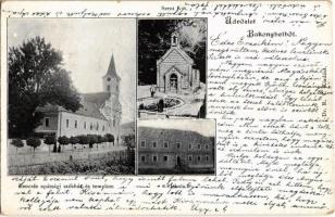 1916 Bakonybél, Szent Kút, Iskola, Bencés apátsági székház és templom (fa)