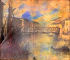 Fesztyné Jókai Róza (1861-1936): Velence, pasztell, karton, jelzett, foltos, sérült, üvegezett fa keretben, 43×45,5 cm