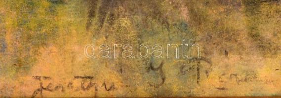 Fesztyné Jókai Róza (1861-1936): Velence, pasztell, karton, jelzett, foltos, sérült, üvegezett fa ke...