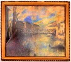 Fesztyné Jókai Róza (1861-1936): Velence, pasztell, karton, jelzett, foltos, sérült, üvegezett fa ke...