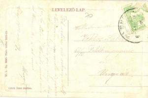 1911 Csap, Chop; Vasút utca, Sermer Sámuel üzlete, létra. W. L. Bp. 5680. Kiadja Glück Imre / Railwa...