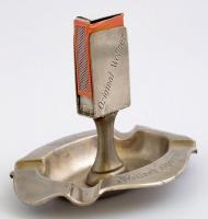 "Kárpátia" feliratú Wellner alpakka hamutál, gyufa tartóval, jelzett, 13x15x10 cm