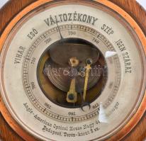 Fa tokos barométer Anglo-Amrican Optical, Nagy és Wenberger felirattal. szép állapotban  d: 8 cm, to...