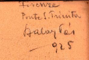 Szalay Pál (1891-1975): Firenze. 1925. Szén-színes ceruza, papír, jelzett, üvegezett keretben, 21×27...