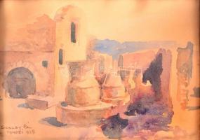 Szalay Pál (1891-1975): Pompei 1925. Akvarell, papír, jelzett, üvegezett keretben, 16×20 cm