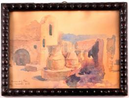 Szalay Pál (1891-1975): Pompei 1925. Akvarell, papír, jelzett, üvegezett keretben, 16×20 cm