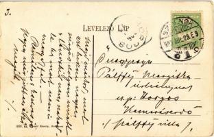 Szolnok, Tisza parti részlet a Három Templommal, zsinagóga, ingahajó. Divald Károly 889