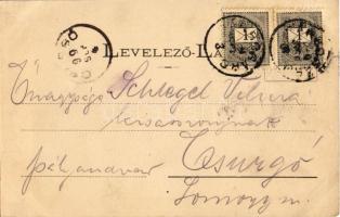 1899 Sárbogárd, Római katolikus és református templom, postahivatal és Fő utca. Kapható Spitzer Jaka...