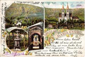 1900 Máriagyűd (Siklós), Kálvária, templom, Főoltár, Kereszt. floral, litho (EK)