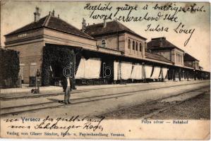 1900 Versec, Vrsac; Vasútállomás. Glaser Sándor kiadása / Bahnhof / railway station (EK)