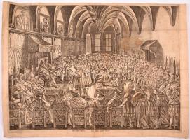 cca 1645 Augsburg 1530: az Ágostai hitvallás felolvasása. Nagyméretű rézmetszet. Mich. Herz Figurau rajza alapján Georg Köler sculpsit. Nürnberg 48x35 cm