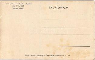 1923 Ogulin, Horvát Szokol nyilvános gyakorlata, vendégfogadás a vasútállomáson / Javna vjezba Hrvat...
