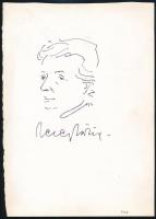1969 Mezey Mária (1909-1983) színésznő aláírása az őt ábrázoló Vincze Lajos (1914-2002) festő által készített grafikán