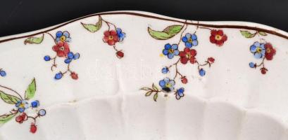 Óherendi nagy tál, kézzel festett, jelzett (lekopott), kopásokkal, lepattanással, d: 32 cm