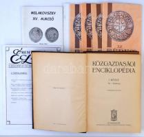 9db-os szakirodalom tétel, benne FONS, Éremtani Lapok (2xklf), Az Érem (4x) valamint Közgazdasági Enciklopédia. Atheneum, Budapest, 1929.
