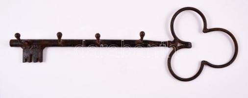 Régi, kulcs alakú kulcstartó, fém, h: 48 cm