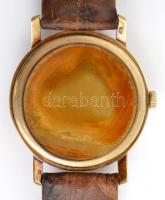 IWC 14 K arany karóra. Jelzett, működő mechanikus szerkezettel, erősen korrodált számlappal, bőr szí...