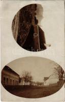 1910 Bálványosfürdő, Baile Balvanyos (Torja, Turia); Utcakép a Nagy vendéglővel, háttérben a vár / street view with restaurant, castle ruins in the background. photo (EK)