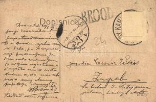 1909 Bród, Nagyrév, Slavonski Brod, Brod na Savi; Jelacicev trg / Jellasics tér, üzletek. W. L. Bp. ...