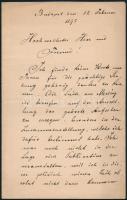 1895 Hermann Ottó (1835-1914) természettudós, politikus, saját kézzel írt német nyelvű köszönő levele feltehetően Pivarczy Károly bányakapitánynak, melyben megköszön az Ezredéves Kiállításra küldött anyagát. 4 beírt oldal