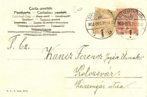 1903 Boldog újévet! / New Year greeting with pigs, clovers, gold. litho (fl)