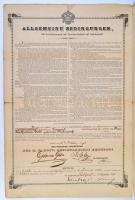 Budapest 1875. "Assicurazioni Generali" életbiztosítási kötvény 1000G értékben, ktöltve T:...