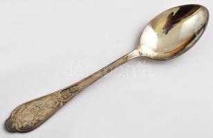 6 db díszes ezüstözött kanál, díszdobozban, h. 18 cm