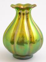 Zsolnay eozin mázas kis váza, jelzett, kis kopásnyomokkal, m: 12 cm