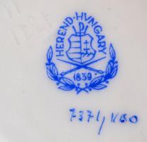 Herendi Viktória mintás fonott kosár, kézzel festett, jelzett, apró kopásnyomokkal, d: 13 cm