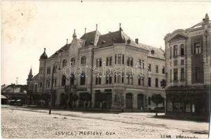 Léva, Levice - 3 db régi városképes lap, ebből 1 fotó / 3 pre-1945 town-view postcards, among those 1 photo